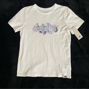 Adidas White Short Sleeve Tee with Gradient Logo